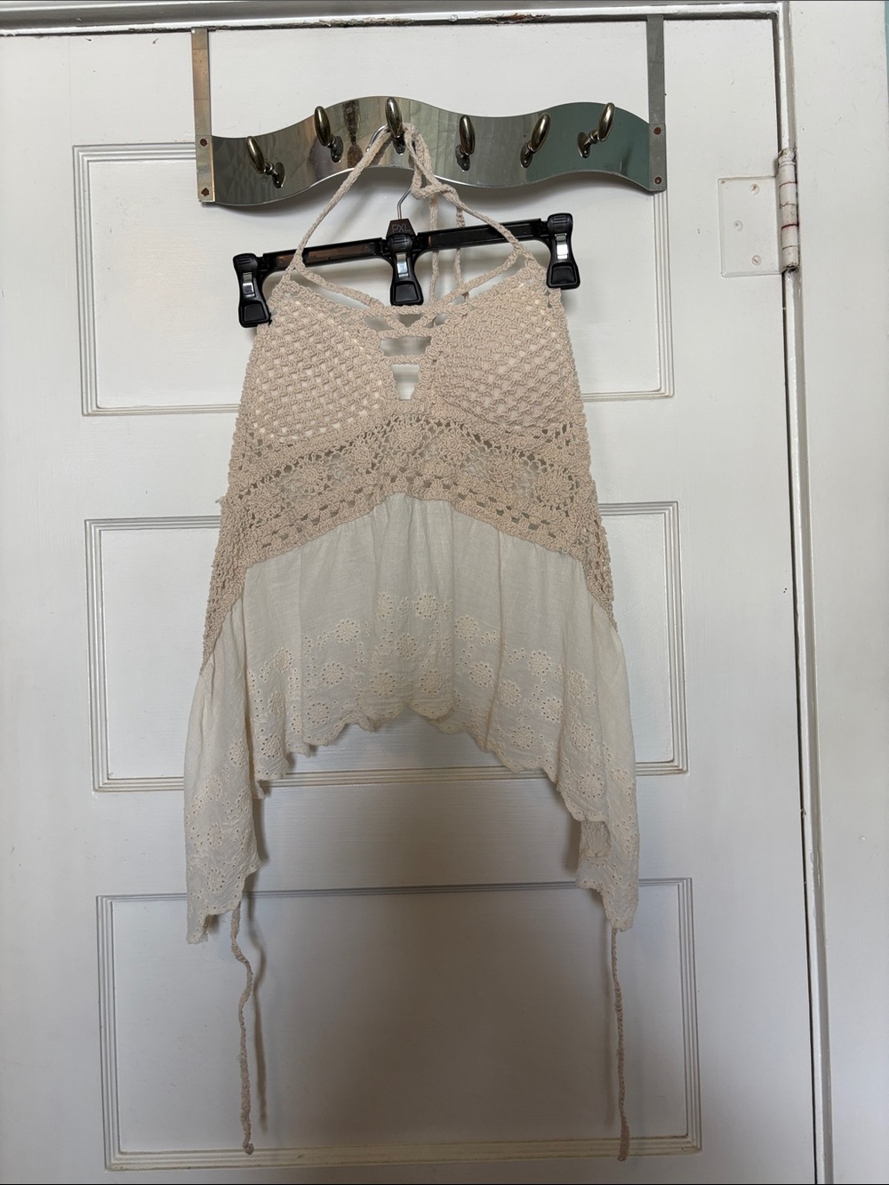 Girls Crochet Halter Top in Cream Size XL